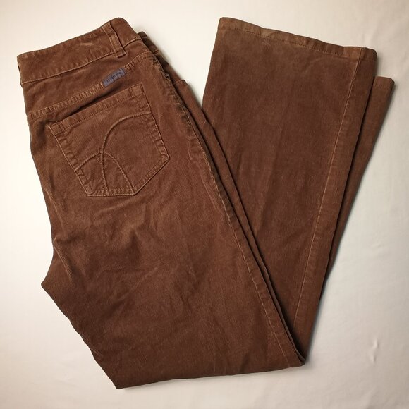 Liz Claiborne Corduroy Jeans Size 10 Mid Rise Boot Cut Brown Color - Picture 1 of 9
